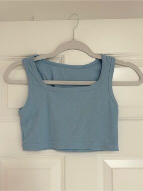 Ribbed Square-Neck Super Cropped Tank Top